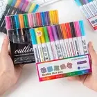 1 Set Highlighter Pen No Odor Diy Outline Art Pen Double Line Marker Lightweight