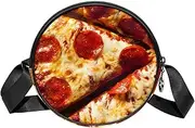 [FVQL] Round Crossbody Bag Purse Messenger Bag Shoulder Bag, Pizza Pattern
