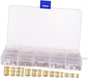 FUNOMOCYA 330pcs Brass Knurled Insert Nuts Furniture Fasteners for Injection Molding Self Tapping Threaded Inserts for Lighting Antique Cars Furniture Assembly