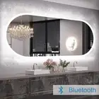 Bluetooth Oval LED Bathroom Mirror Backlit Anti Fog Lighted Vanity Wall Mirrors