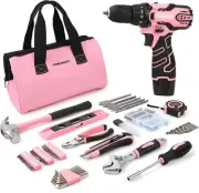 12V Pink Cordless Drill Home Tool Kit, Pink Drill Set for Women, Lady'S Home Rep