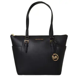 【Michael Kors】CHARLOTTE 金字LOGO防刮皮革吊飾托特包(多色任選)