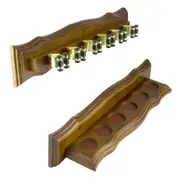 OAK Pool Snooker Billiard Table Cue Wall Rack (Brass Cue Clips)