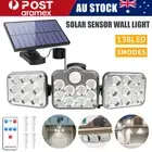 3 Head Solar Motion Sensor Light Outdoor Garden Wall Security Flood Lamp 138 LED