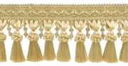 Beaded Tassel Fringe with Gimp Header, Color# 14 - White Gold [Sold By The Yard]