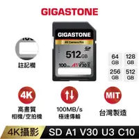 在飛比找蝦皮商城優惠-【GIGASTONE】4K攝影記憶卡SD A1 V30 51