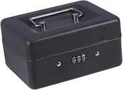 GANAZONO Cash Box with Combination Lock Thicken Safety Cash Storage Box for Coins Keys Valuables Portable Black for Stores Restaurants Hotels