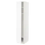 METOD high cabinet w shelves/wire basket, white Enköping/white wood effect, 40x60x200 cm