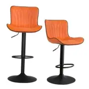 Bar Stools Set of 2 Orange Barstools Adjustable Counter Height Stools B-orange