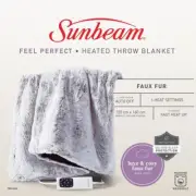 Sunbeam Feel Perfect Faux Fur Heated Throw Blanket TRF4300 *Brand New in Box