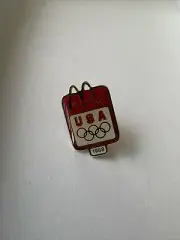 McDonald's Seoul Calgary Olympic 1988 Pin USA Rings Enamel Lapel Clutch Back