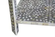 NEW Mother of Pearl Inlay Bedside with Shelf - Grey
