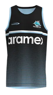 NRL 2023 Training Singlet - Cronulla Sharks - Black - Rugby League - CLASSIC