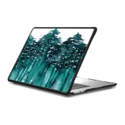 MacBook Air 15-inch (M2 - M4) Impact Case FOREST THROUGH THE TREES - 5 Teal Blue Green White Watercolor Painting Chic Nature Fine Art Style Minimalist Outdoors Adventure Colorful Brushstrokes Modern Wanderlust Design