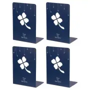 2 Set L-Shaped Flower Pattern Bookend for Office Accessories, Blue