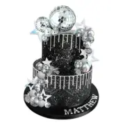 Disco Ball Cake Topper Mirror Balls Cake Decorations with Silver Stars Style 1