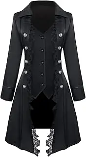 [MSOrient] Women's Steampunk Jacket, Medieval Pirate Renaissance Goth Costume, Retro Victorian Vampire Tailcoat Vintage Frock Coat