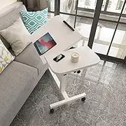 Laptop Desk, Lifting and Rotating Computer Desk for Home and Office, Movable Bedside Table with Rollers, Adjustable Computer Stand, Sofa Side Table, Coffee Table, 60 * 40cm (All White)