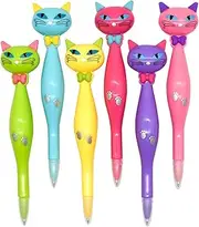Lopenle 6PCS Cool Cat Ballpoint Pens Pretty Cartoon Cat Pens Novelty Animal Pens With 6 Pieces Refills Black Ink For Kids School Office Birthday Party…