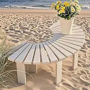 Outdoor Bench Patio Garden Bench Seat, Semi-Circular Rustic Slatted Benches Wood Furniture Chair Decor Weatherproof for Yard Park Outside Porch Lawn(Half Round)