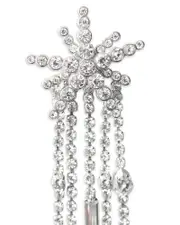 Maje Rhinestone Shooting Star Asymmetrical Drop Earrings in Silver Tone