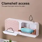 Soap Box Drawer-tray Punch Free Clamshell Design Soap Dish Holder 2-colors