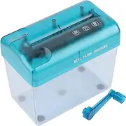 Respicefinem Mini Manual Shredder Blue ABS Space Saving Easy Fully Transparent Nonslip Design Ideal for Desktop Use Can Shred A6 Paper and Folded A4 Paper