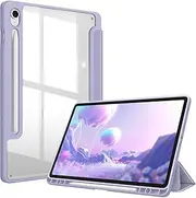[FINTIE] Hybrid Slim Case for Samsung Galaxy Tab S10 FE/ S9 FE 5G 10.9 Inch/Tab S9 11 Inch with S Pen Holder, Shockproof Cover with Clear Transparent Back Shell, Auto Wake/Sleep, Lilac Purple