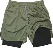 [STKARCV] 1PCS Black Summer Sports Versatile Double Layer Men's Shorts Everyday Quick-Drying Sports Shorts Men