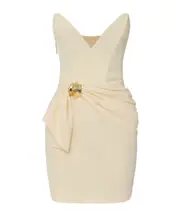 Elisabetta Franchi Macro Bow Flowing Crêpe Dress IT44 Lemonade