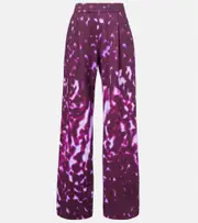 [Dries Van Noten] Dries Van Noten Printed cotton straight sweatpants AU 10 pink