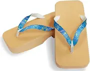 Hajime(一歩) [One Step] [Hajime] Geta Geta Clogs, Soft and Water Resistant, Made of Sponge, 10.6 inches (27 cm), BE/Fireworks x Blue, Fireworks x Blue (Hanabi x Blue/27), Hannabi × Blue, 27.0 cm