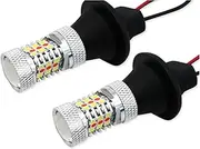 HAN-Store 2pcs 31-SMD White/Red Dual-Color 7440 T20 992A LED Replacement Bulbs Fit for Car Backup Reverse Lights & Rear Fog Lamp Conversion (Emitting Color : White Red)