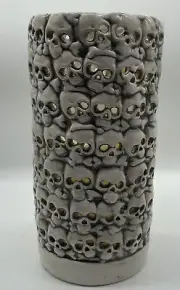 Skull Tower LED Candle Holder Flameless Candle Halloween Horror Bones 12” Tall