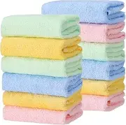 Meng Jiaran 12 Pcs Flannels Face Cloth Soft Face Cloths Flannels Bath Towels Quick Dry Face Body Cloths Squares Wash Cloths For Baby, Kids, Adults Makeup Remover (25x25cm)