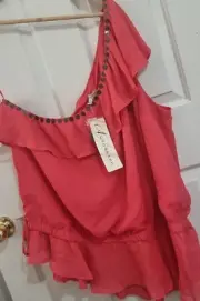 Autograph Top s.24 Orange Peasant Off Shoulder NWT