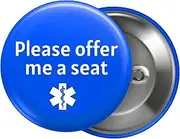 [EMUWorks] Medical Alert Badge - Offer Me A Seat Disability Awareness, Sunflower Lanyard, ID Badge for Autism & Hidden Disabilities, Travel Accessory London Underground TFL Pin Button Badge, 2-inch 50mm