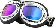 Protective Cycling Glasses - Dirt bikee Riding Goggles | Eye Protection Goggles | Vintage Motorcycle Riding Goggles With Adjustable Straps | Dustproof Motorcycle Goggles Over Glasses For Motorcycle