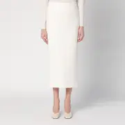 [Max Mara] White nylon midi skirt M White