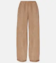 [Leset] Leset Stella sequined linen-blend wide-leg pants AU 16 beige