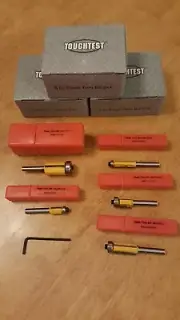 Lot of 3 - D1601 ToughTest - 5 Piece Router Bit Set New In Box & Plastic Cases