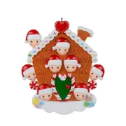 Nevenka Christmas Hanging Ornaments Personalized Gingerbread House Family of 8