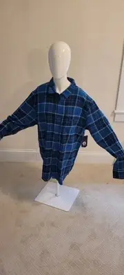 Volcom Flannel XL Shirt Mens Large Blue Plaid Long Sleeve Button Up Workwear