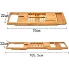 Bathroom Bamboo Bath Caddy Wine Glass Holder Table Tray Bathtub Rack Soap Shelf