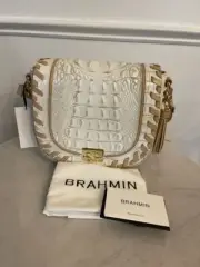 BRAHMIN MINI SONNY PEARL WHITE SUMMER DALTON CROSSBODY HAND WOVEN RARE BAG NEW