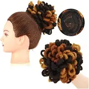 Hairpiece Dreadlocks Bun Afro Puff Drawstring Ponytail Hair Chignon Faux Nu Locs Hair Extensions Daily Use(4-27-30)