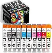 10-Pack ColorPrint Compatible PGI72 Ink Cartridge Replacement for Canon PGI-72 PGI 72 Work with PIXMA Pro-10 Pro 10 Pro10S PRO-10S Pro 10 Laser Printer (PBK, MBK, C, M, Y, PC, PM, R, GY, CO, 1 Set)