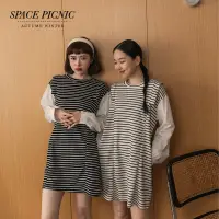 在飛比找蝦皮商城優惠-[明天出貨] Space Picnic｜假兩件水手領條紋洋裝