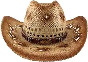 [SLEDEZ] Men's Summer Straw Hat Men's Large Brimmed Rolled Brim Straw Hat