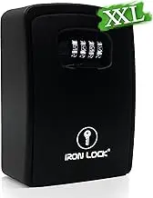 Iron Lock® - XXL Key Lock Box Wall Mount for Keys 4 Digit Combination with Resettable Code with A B Switch Extra Large lockbox Indoor Outdoor Waterproof Big Key Lock Box House Spare Keys Hide a Key